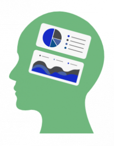 a green head with two charts in it
