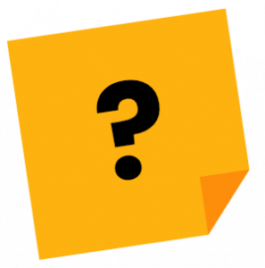 a sticky note with a question mark in it