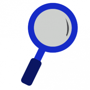 a blue magnifying glass
