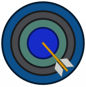 a dart board with an arrow in the middle