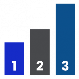 three different colored bars with the numbers one, two, and three