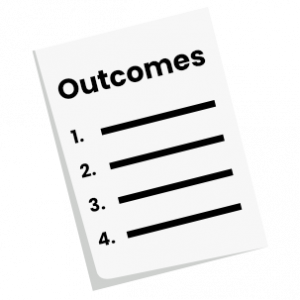 a document that says "outcomes" followed by a list numbered 1-4