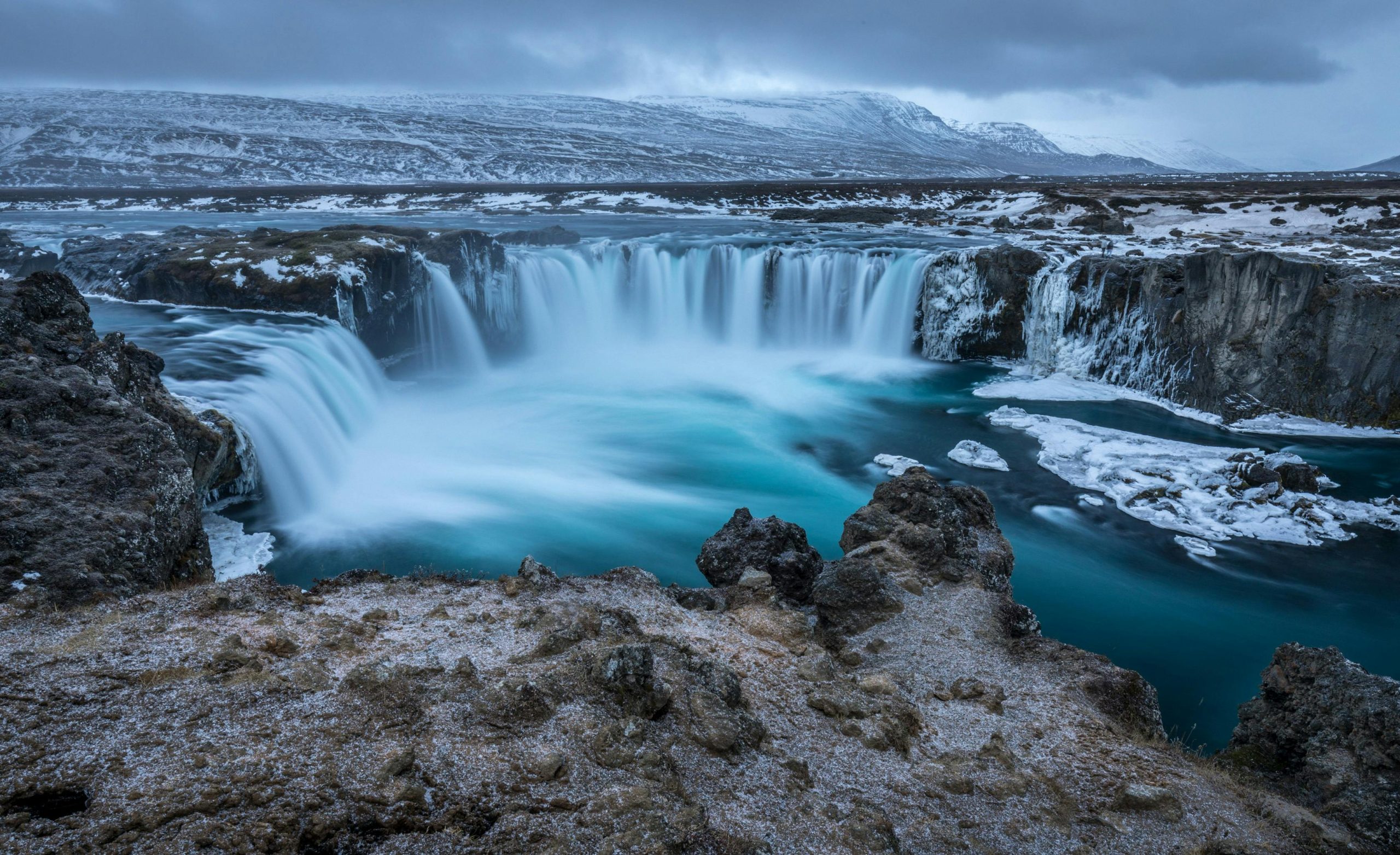 Waterfall in snow